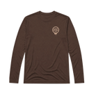 Brown long sleeve tee with Hot Chocolate Run logo