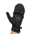 A single black glove shown with converter cover, a small wrist strap and logo reading 'HOT Chocolate Run'