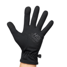 A single black glove shown open with a small wrist strap and logo reading 'HOT Chocolate Run'