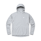 A light gray hooded zip-up jacket with a subtle grid texture and Skechers Hot Chocolate Run rubber logo
