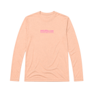 Orange long sleeve tee with pink Hot Chocolate Run logo