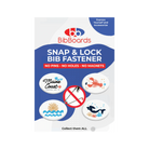 Bib Boards Snap & Lock Bib Fastener packaging with Maine Cost Marathon branding 