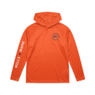 Orange hoodie with 'Wells, Maine' text on sleeve and Maine Coast Marathon logo on chest 