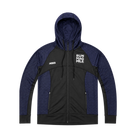 Dark purple and black hoodie with visible Run Mag Mile and Hoka logo branding 