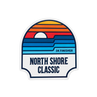 Sticker with 'North Shore Classic' and '5K Finisher' text on a white background