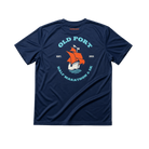 Navy blue t-shirt with 'Old Port Half Marathon & 5K' graphic
