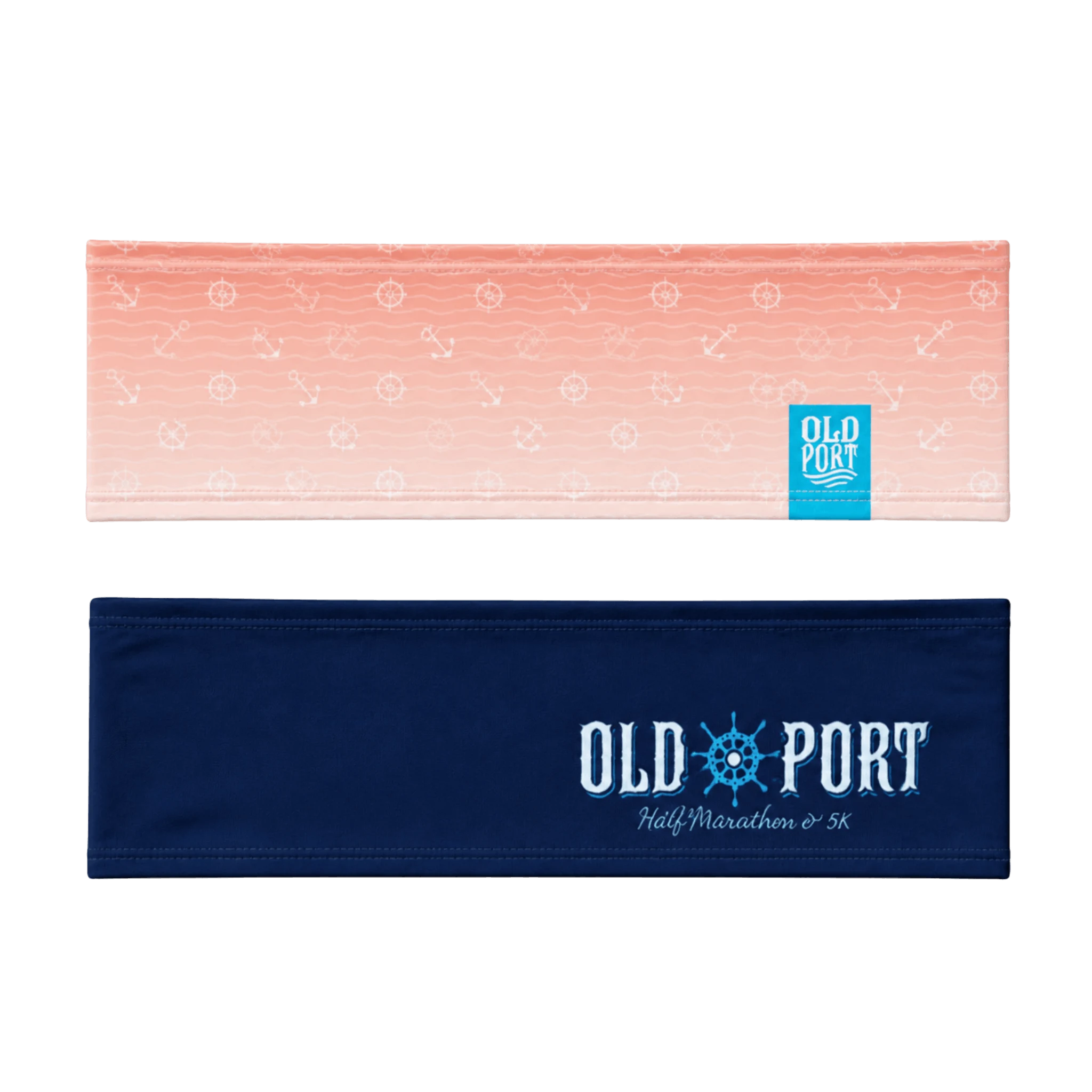 Two headbands with different designs and 'Old Port' branding