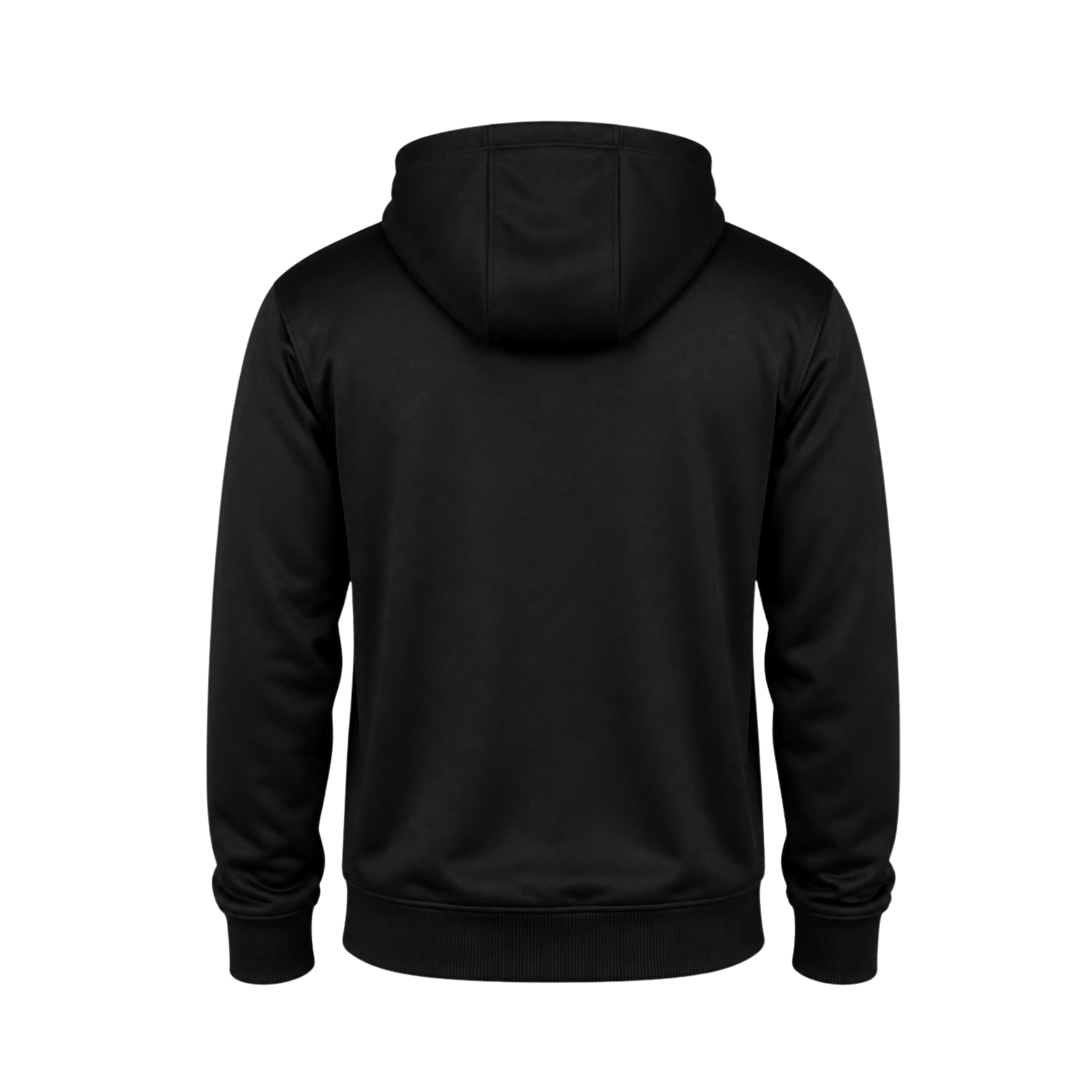 Black hoodie shown from the back