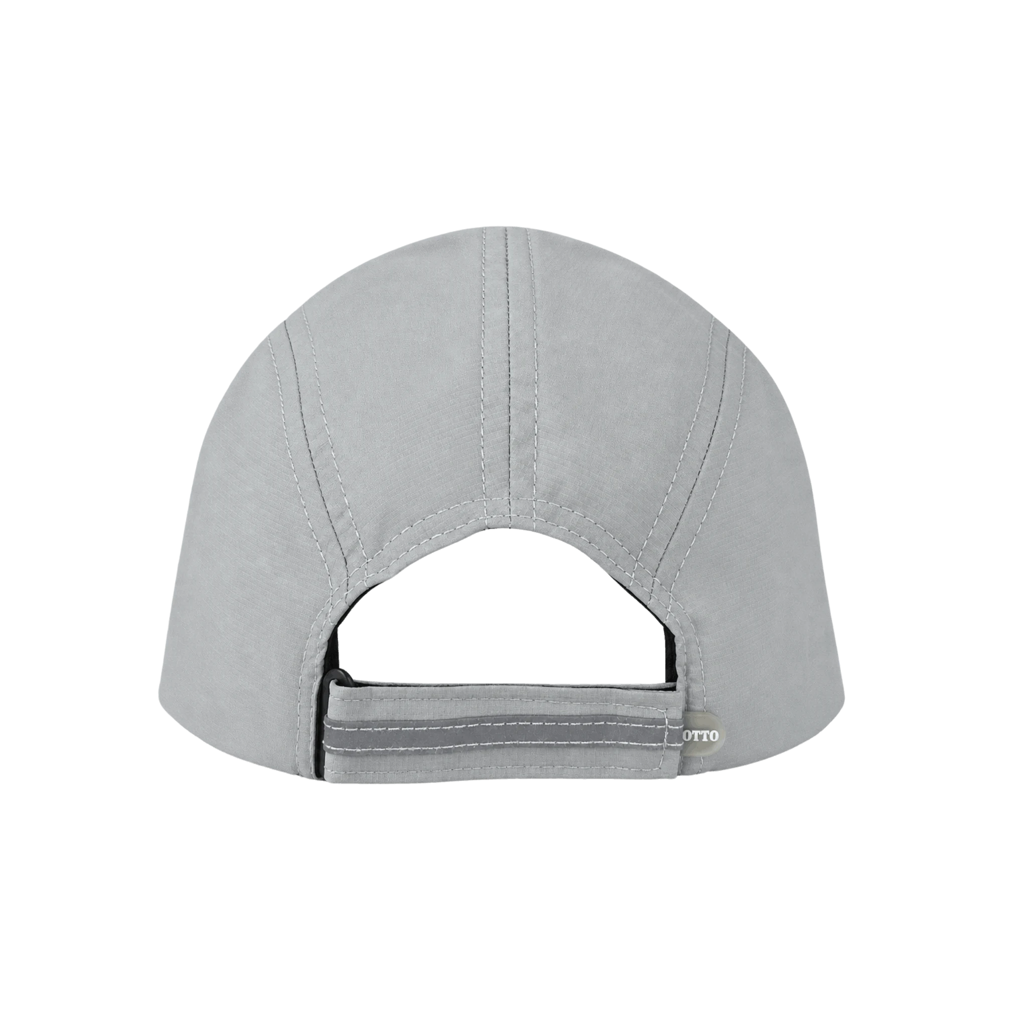 Gray running hat with velcro strap back