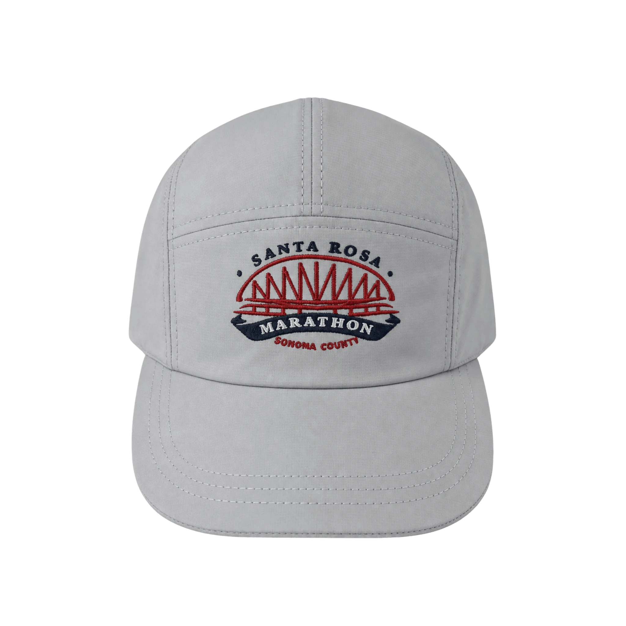 Gray running hat with Santa Rosa Marathon logo