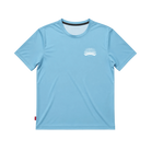 A light blue short-sleeve athletic t-shirt with a small white Santa Rosa Marathon chest graphic
