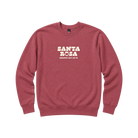 Red sweatshirt with 'Santa Rosa Marathon, Half, 10K, 5K' printed on center chest