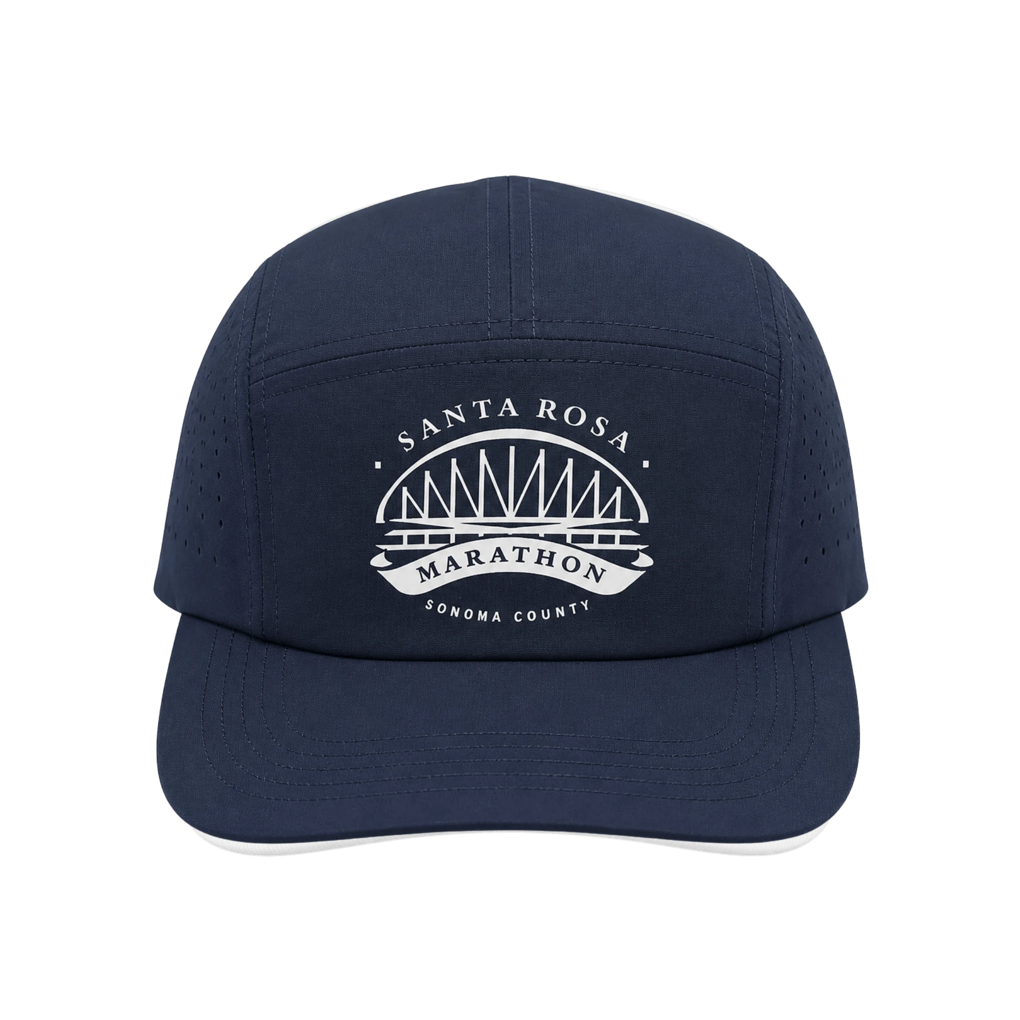 Navy blue cap with white 'Santa Rosa Marathon' logo 