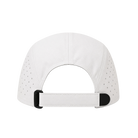 White cap with black strap 
