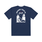 Navy blue t-shirt with white graphic Soldier Field 10 Chicago design