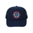 Navy blue cap with a red and blue  Soldier Field 10 emblem 