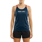 Person wearing a navy tank top with 'Maine Coast Marathon, Half & 5K' text